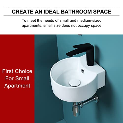Davivy 12.2" X 11.4'' Wall Mount Bathroom Sink With Pop Up Drain And Installation Kit,Bathroom Corner Sink,White Vessel Sink,Small Bathroom Sink,Mini Rv Sink,Small Sinks For Tiny Bathrooms #TOP1