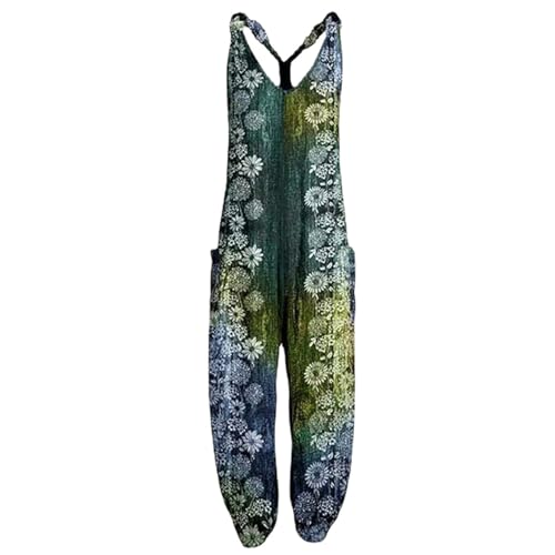 NAMTYQX Women Baggy Wide Leg Jumpsuit Square Street Art Sleeveless Baggy Jumpsuits Romper Loose Bib Pants with Pockets