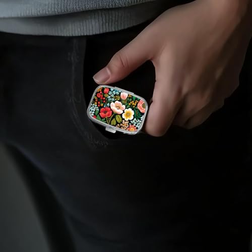 Image of Pill Box-2 Compartment Small Pill Case Portable for Pocket & Purse Single Pill Carrier Pill Container to Hold Vitamins Medication Fish Oil and Supplements BPA-Free