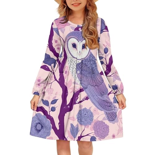 Fall Soft Comfy Long Sleeve Button Down Dress Girls Cute A Line Dress with Pockets Spring Casual Flowy Midi Dresses