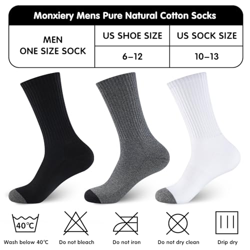 Mens 100% Cotton Cushioned Crew Socks, Athletic Performance Moisture Wicking Work socks2