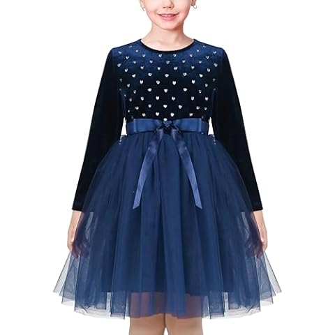 Girls Blue Heart Tulle Velvet Dress Cover