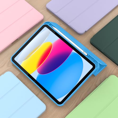 Image of ToaPoia Case for iPad (A16) 11 Inch 2025 /iPad 10th Generation 10.9 Inch 2022, Slim Trifold Stand Protective Cover with Pencil Holder and Soft TPU Back,Support Auto Sleep /Wake (Ocean Blue)