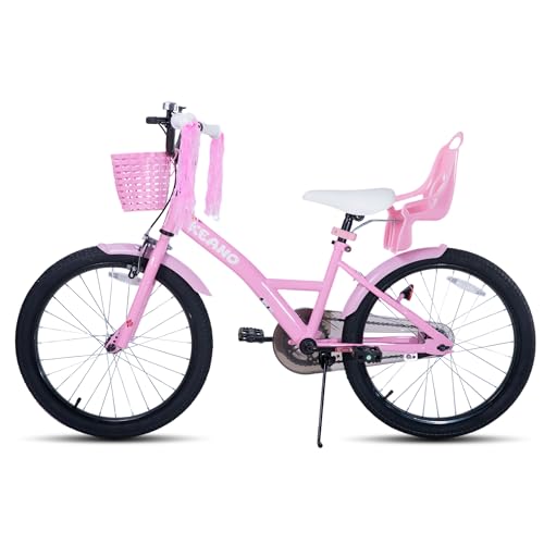 JOYSTAR Zinnia 20 Zoll Kinderfahrrad für Mädchen von 8-11 Jahren, 20 Zoll Mädchenfahrrad mit Stützrädern & Baket & Luftschlangen,Rosa