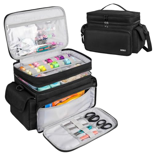 Boite à Couture,Sac de Rangement Couture Double Couche,XL Organisateur de Fournitures de Couture,Boîte à Couture de Voyage Portable,Panier de Couture pour...