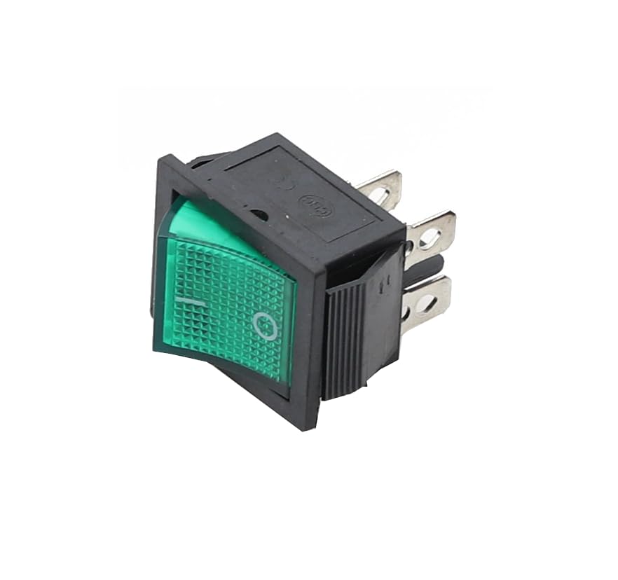 240V 15A SPST ON-OFF Illuminated Rocker Switch- Green 3 Pin (Pro# SWT1 – N-Tech 2021 Ltd