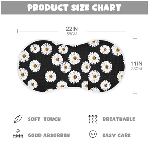 J JOYSAY Flower Daisy Dark Baby Burp Cloths for Boys Girls Large 22''x11'' Cotton 4 Layer Fabric Drool Cloths for Babies one sizex12