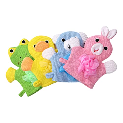 Healeved 4個子供用カートゥーンスル バスグローブ かわいいボディクリーン