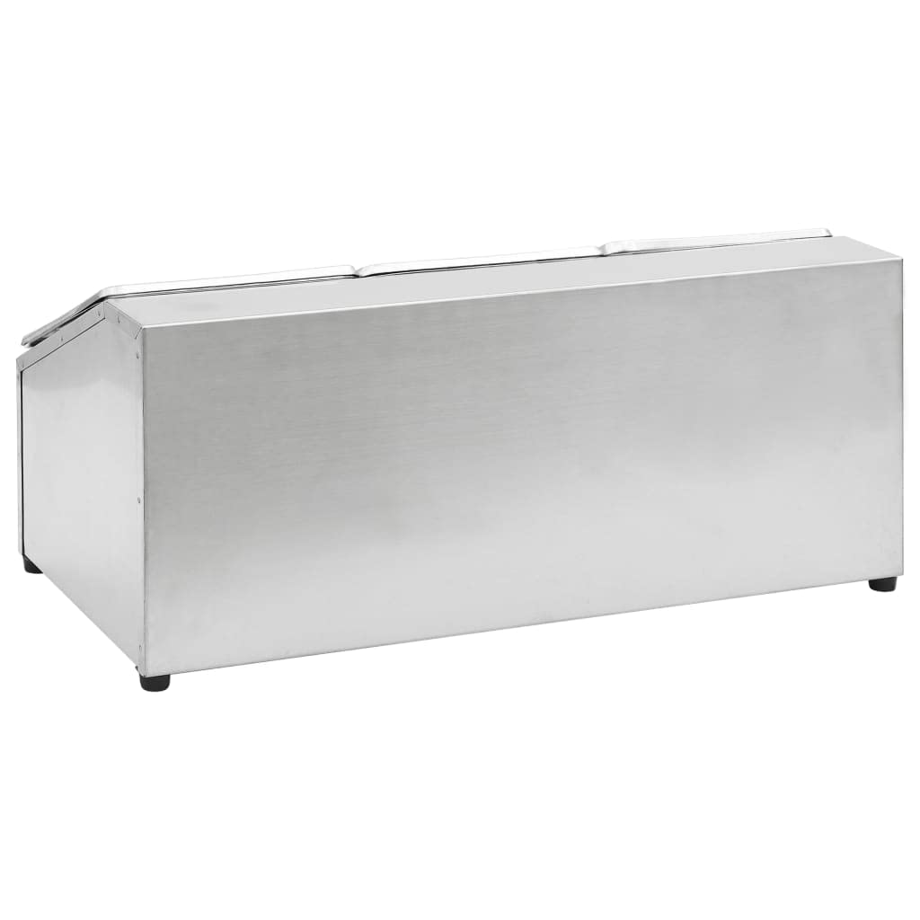 vidaXL Soporte Bandeja Gastronorm con 3 Bandejas 1/6 Contenedores de Alimentos Barra Recipiente para Ensaladas Hostelería Acero Inoxidable