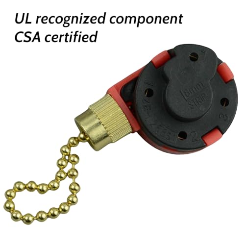 Image of Zing Ear ZE-268S1 Pull Chain Switch 3 Speed 4 Wire 125V 6A 250V 3A Repair Kits Replacement Rotary Control Fit for Ceiling Fans Antique Wall Lights Cabinet Lamps 2PCS