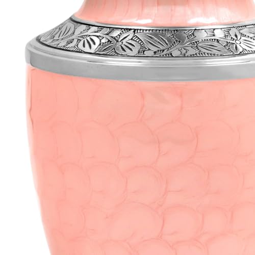 Image of ALPHA Living HOME Cremation Urn for Women Decorative Urn for Human Ashes Woman Men Large up to 220 lbs Decorative Memorial Funeral Burial Urn for Ashes Male Female Dad Mom (Pink Silver)