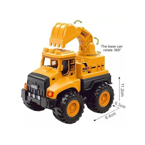 Image of Combo Pack Mixer, Crane, Excavator and Dumper Friction-Powered Unbreakable Pull-Along Back Construction Vehicle Trucks Toy Ideal for Playing Kid's and Children's (4 Engineer Set)