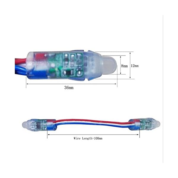 Rextin WS2811 Pixel, digital, adressierbar, LED-Lichterkette, wasserdicht, RGB, 12 mm, DC 5 V, 50 Stück – Bild 5