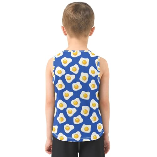 J JOYSAY Fried Egg Blue Boys Tank Top Sleeveless Muscle Shirts Quick Dry Kids T-Shirts 3-15T3