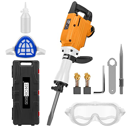Vivohome 2200W 400 Rpm Electric Demolition Jack Hammer Heavy Duty Concrete Breaker Drills Kit With Heavy Duty 880 Lbs Capacity Mesh Steel Garden Cart #TOP1