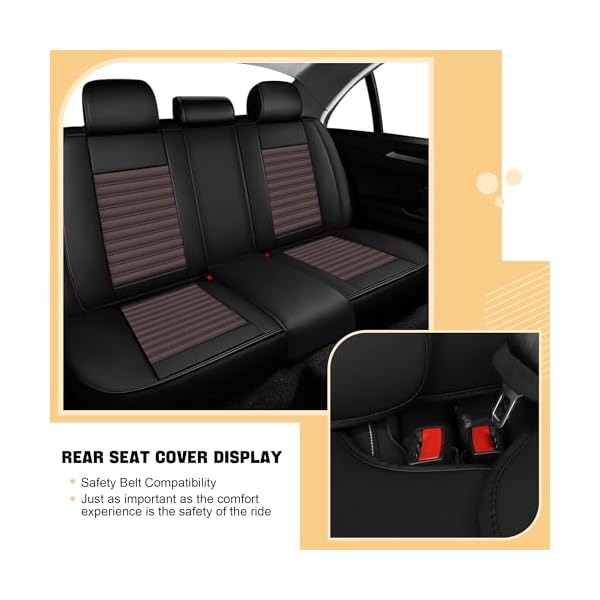 Car Seat Cover for Jeep Cherokee 2014-2024 Full Coverage Nappa Leather Car Seat Protector, Fashion Anti-Slip Waterproof Breathable Easy to Install, Auto Interior Accessories(Full Set,Black&Coffee) - Image 7