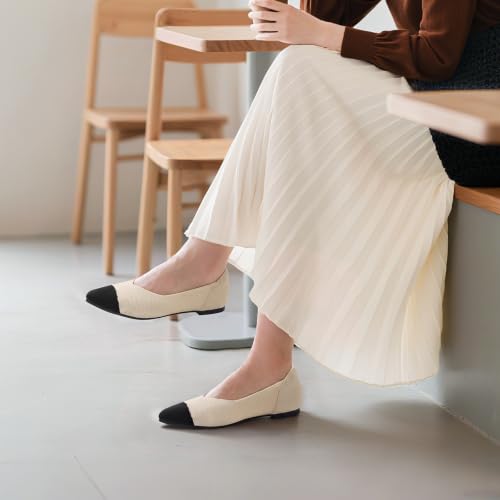 Image of ATHMILE Pointed Toe Flats for Women Comfortable Knit Ballet Flats Shoes
