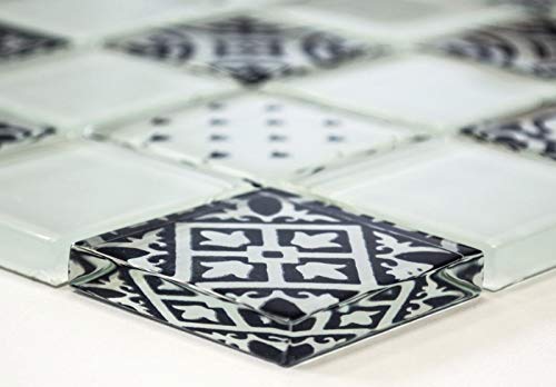 Mosaïque Verre Rétro Cristal Optique Blanc - 1 Plaque 78B-0103_b (Mosaik-Netzwerk)