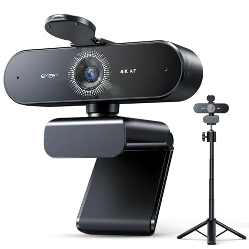 EMEET NOVA 4K Webcam with Tripod - 4K UHD, PDAF Autofocus, Adjustable Heights with 360° Swivel...