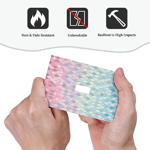Xuejiaku XUEJIAKU0719 Colorful Mermaid Scales 1 Gang Light Switch Cover Decorative Single Toggle Wall Plate Electrical Switchplate Home Decor For Girls Bedroom Kids Baby Nursery Living Room Decorate thumb #5