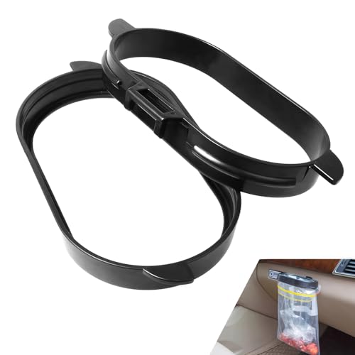 Image of 2 PCS Car Trash Bag Frame, 6.61 inch x 3.38 inch x 0.82 inch ABS Hanging Self-Adhesive Trash Bag Basket, Keep Your Car Clean Multi-Function Accessory, Universal for Most Cars (Black)