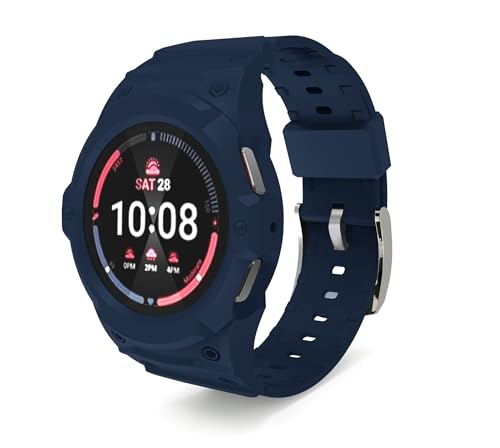 Compatible for Samsung Galaxy Watch 7 6 5 4 44mm 40mm Band with Case Wristbands Shockproof Durable Rugged Protective Silicone Replacement Watch Strap Drop-proof Cover for Men Women (Blue, 40mm)