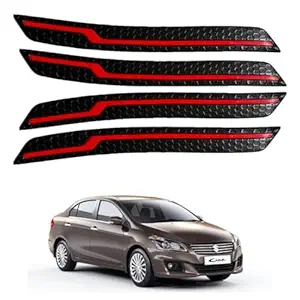 Autokaar Car Front and Rear Silicon Bumper Corner Guard Protector Dual Tone Black Red Universal for Maruti Suzuki Alto/Swift/Grand Vitara/Brezza/Fronx/Dzire/Jimny/Esteem/K10 - Set of 4