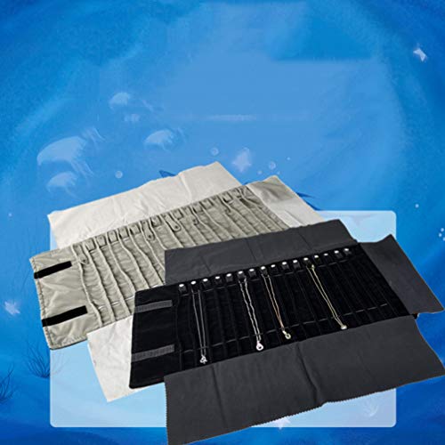 Topbathy Jewelry Roll Bag Travel Jewelry Case Roll Organizer Display Storage Box For Journey Necklace Bracelet Earrings Ring (Black) #TOP3