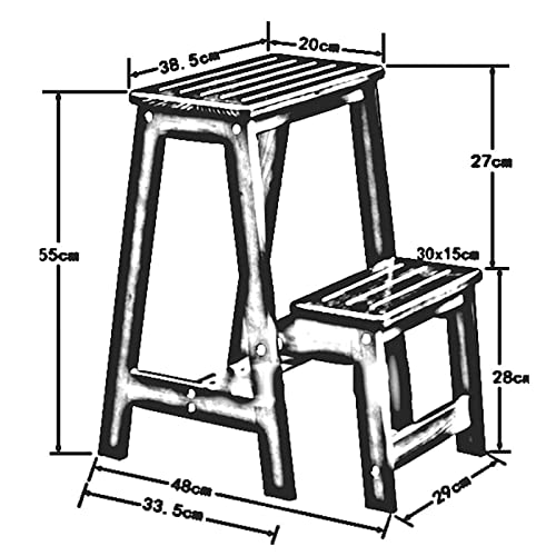 Taburete de madera de 2 escalones plegable y resistente 3