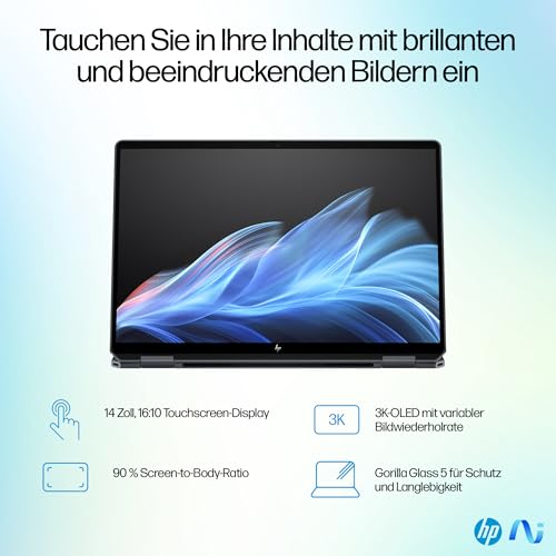 HP OmniBook Ultra Flip Next Gen AI Laptop | Intel Core Ultra 7 258V | dedizierte NPU für KI | 47 NPU Tops | Copilot+ PC | 14 2,8K OLED Touchscreen | 32GB | 2TB SSD | QWERTZ | Win11 | Eclipse Gray