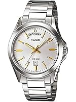 Casio MTP1370D-7A2 Analog Silver Strap Unisex Adult Watch, White Dial, 45 × 39.8 × 8.8 mm