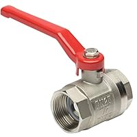 Meister Kugelhahn+Stahlh rot - Messing matt verchromt - beidseitig IG 1 1/4 - mit Kugeldichtung / Absperrhahn / Absperrventil / Hebelgriff / 9922980