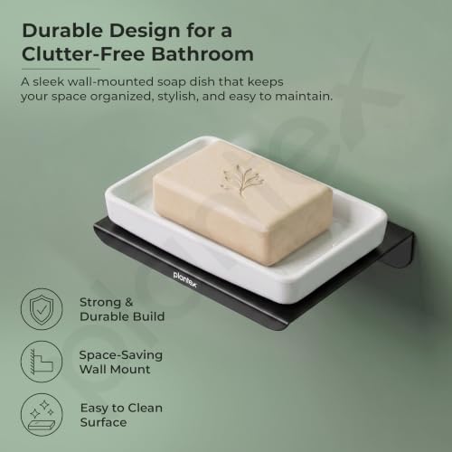 Image of Plantex Stainless Steel with ABS Material Soap Holder for Bathroom /Wall Mounted Soap Holder /Bathroom Accessories - (Matt Black)