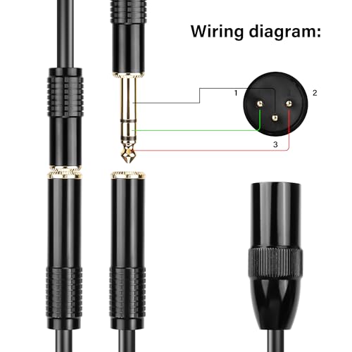 PNGKNYOCN XLR Male to Dual 6.35mm Y Splitter Cable,3Pin XLR Male Dual 6.35mm (1/4inch) TRS Female Microphone Audio Converter Cable(0.5M/1.6FT) - Image 2