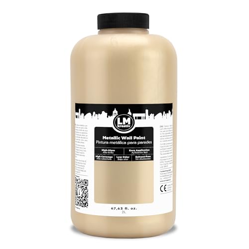 LM-Kreativ Metallic Wall Paint 67.62 fl oz - Champagne Gold - Stunning Metallic Shine for Stylish...