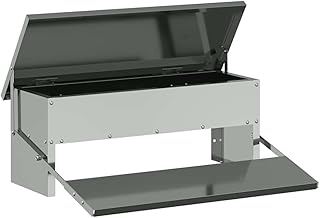 vidaXL Nourrisseur à pédale pour Poules Argent 48,5 x 39,5 x 19 cm, Jardin et terrasse, Moderne, Durable, détendez-Vous dans Votre Espace extérieur, savourez des Moments sympas avec Vos Proches