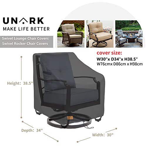 Unark Outdoor Swivel Lounge Chair Cover,Waterproof 600D Heavy Duty Outdoor Chair Covers(30 W X 34 D X 36 H Inches),Patio Swivel Chair Cover For Outdoor Furniture Waterproof,Black #TOP1