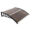 40x 40 Window Awning Modern Polycarbonate Cover Front Door Outdoor Patio Canopy Sun shetter Clear with Black Edge Brown