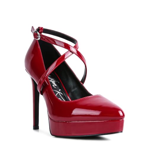 Pixie Dust Patent Faux Leather Cross Strap Pumps2