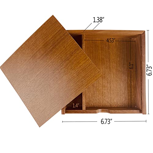 Wood Gift Box With Sliding Top, Jbos Discrete Sliding-Lid Wooden Boxes Usb Box, Photo Box, Wedding Memory Box, For Friends / Business Partners / Photographers / Clients ( Walnut, 6.73X6.73X1.38Inch ) #TOP3