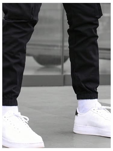 OYOANGLE Men's Cargo Jogger Pants Elastic Drawstring Waist Flap Pocket Joggers Hiking Outdoor Track Jogging3