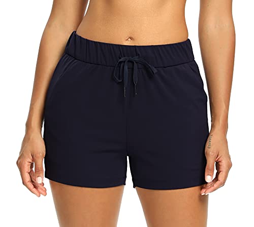 Short de yoga bleu CQC taille M à poches latérales et ceinture élastique