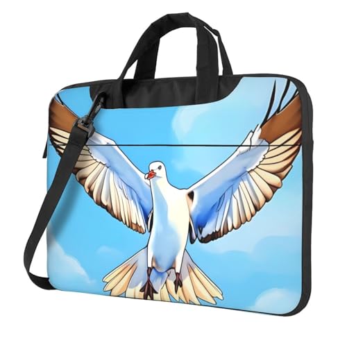 Sac ordinateur portable motif mouettes avec poignée et bandoulière réglable