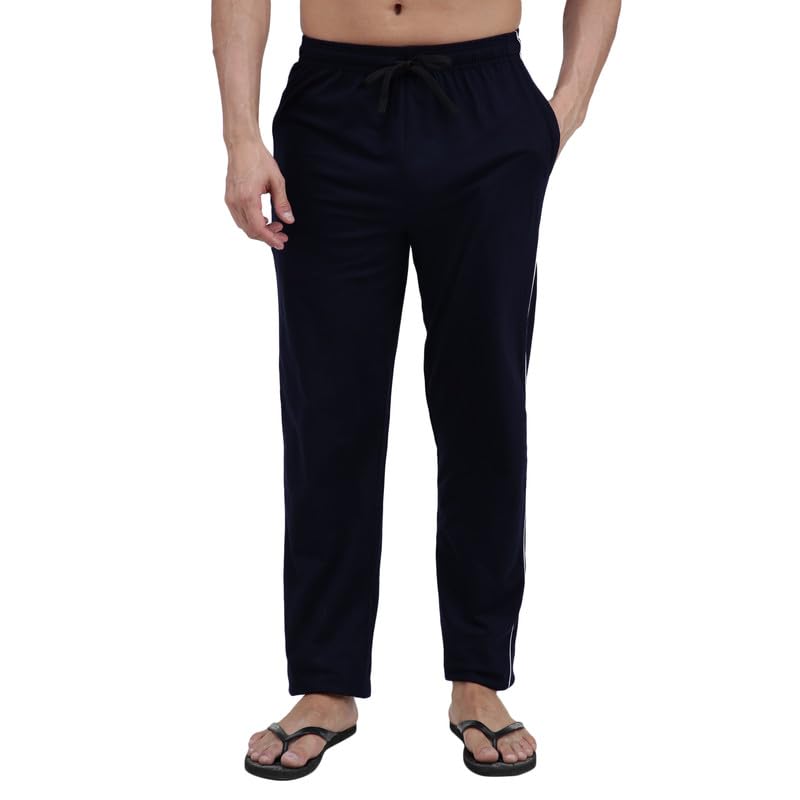 Image of Amul Comfy Men's Track Pant | Super Combed Cotton Rich Blend | Adjustable Drawstring Closure | Slim Tailored Fit | Soft Comfortable Everyday Bottom Wear | Color May Vary (Pack of 1)