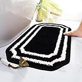 Alwoligag Bathroom Rugs Mat 26x18, Soft Absorbent Bath Mats, Machine Washable Microfiber Floor Mats for Bathroom Tubs, Sinks and Showers,Black