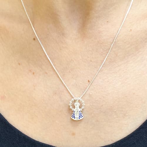 Colar Cordao Nossa Senhora Aparecida Pedras Folheada Prata