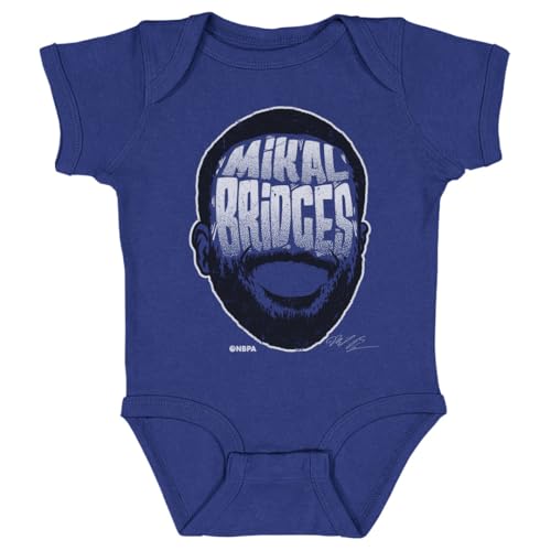 500 LEVEL Mikal Bridges One-Piece Infant Bodysuit - Mikal Bridges New York Player Silhouette WHT (Royal Blue, 12M)