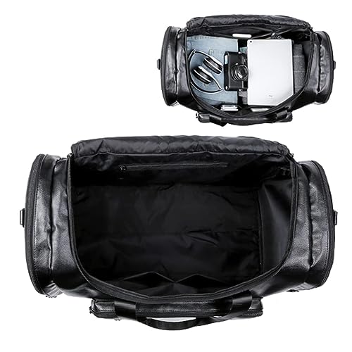 Leather Travel Tote Bags Male Weekend Bag Mens Hand Luggage Duffel Handbags Shoulder Bag(D)3