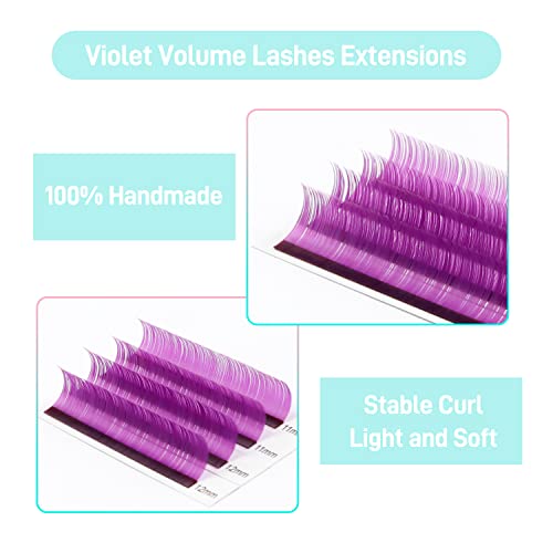 Image of Colored Lash Extensions 0.07mm CC Curl Violet Individual Volume Lashes Extensions 13-20 Mix Length Color Eyelash Extensions for Salon (Violet 0.07-CC, 13-20mm)