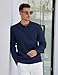 COOFANDY Mens Knit Polo Shirts Long Sleeve Polo Sweater Lightweight Casual Pullover Sweaters Navy Blue